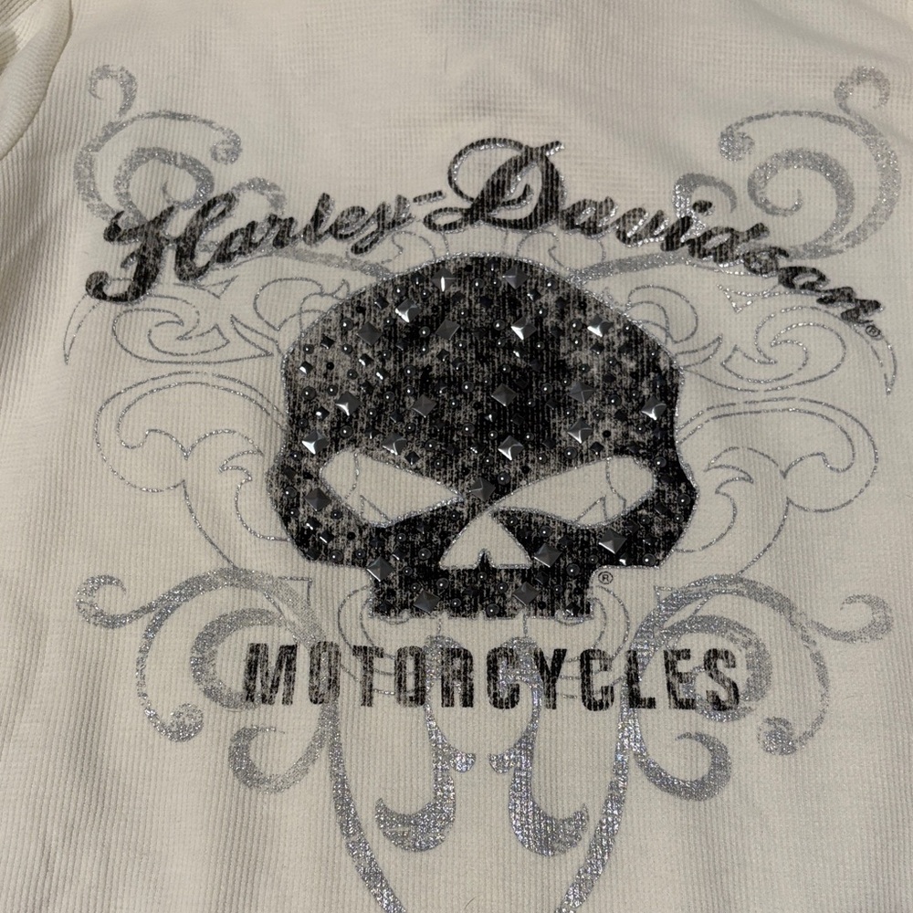 Harley-Davidson Cream Skull Graphic Shirt